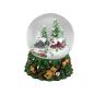Preview: Schneekugel Spieluhr 150 mm mit beleuchtetem Winterdorf, Tannenbaum und Eisenbahn