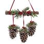 Preview: FORMANO Hängedekoration Fensterdeko Hänger – Zapfen natur-rot, 55 cm (Hängedeko, 1 Stück), mit Glitzerschnee