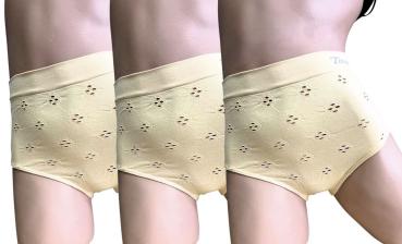 Toker Collection® Taillenslip "Tina" Seamless ohne Nähte super elastisch mit kleinem Lochmuster  3er Pack ) Logo Elastikbund