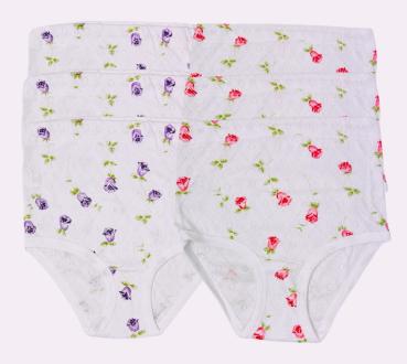 TOKER COLLECTION® Taillenslip Damen Jaquardslip bunt 6er Pack, 100% Baumwolle, kochfest, Blümchen