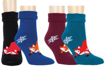 RIESE Thermosocken Damen „Fuchs“ 2er Pack – Frotteesocken mit Innenfrottee