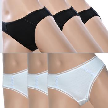 TOKER COLLECTION® Damen Bikinislip 6er Pack, Baumwolle mit Spitze im Vorderteil