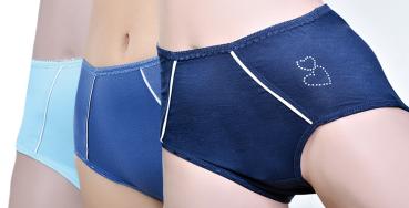 TOKER COLLECTION® Hüftslip Hipster "Sabrina" mit Glitzerapplikation 3 Stück Kontrastnähte im Vorderteil