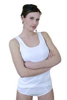 TOKER COLLECTION® Unterhemd Damen Achselhemd mit Satinkante 2 Stück aus reiner Baumwolle