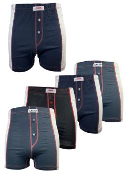 TOKER COLLECTION® Boxershorts Short´s mit Knopfleiste und Eingriff, 100% Baumwolle (Packung, 5er Pack) farbige Kontrastnähte