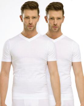 TOKER COLLECTION® T-Shirt Herren T-Shirt Basic V- Ausschnitt 2er Pack aus Baumwolle
