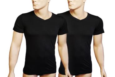 TOKER COLLECTION® T-Shirt Herren T-Shirt Basic V- Ausschnitt 2er Pack aus Baumwolle