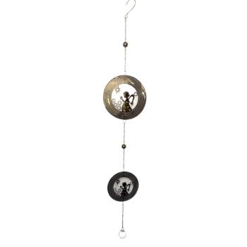 Weihnachts-Dekohänger Engel mit Sternen & Glaskugel – Edelstahl goldfarben – ca. 74 cm