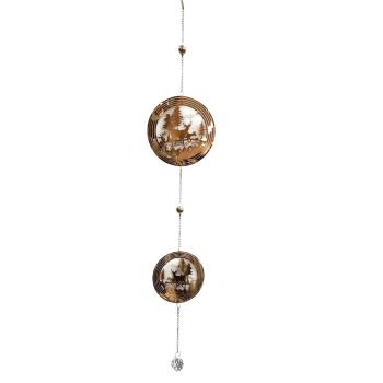 formano Hängedekoration Winterlandschaft mit Rehen aus Edelstahl in Gold, ca. 74 cm