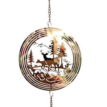 formano Hängedekoration Winterlandschaft mit Rehen aus Edelstahl in Gold, ca. 74 cm