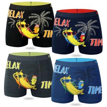 Toker Collection® Herren Boxershort mit lustigen Bananen Motiven  4er Pack Relax Time