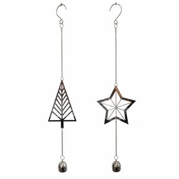 Dekohänger Weihnachten 2er-Set – Tannenbaum & Stern aus Edelstahl-Mix, ca. 50 cm