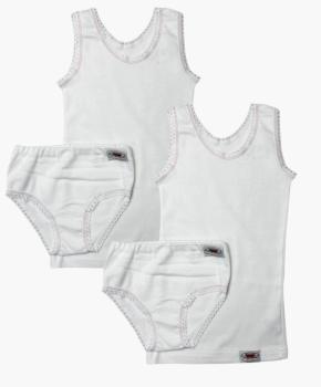Mädchen Unterwäsche Set 2x Unterhemd & 2x Slip