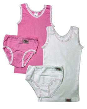 Mädchen Unterwäsche Set 2x Unterhemd & 2x Slip