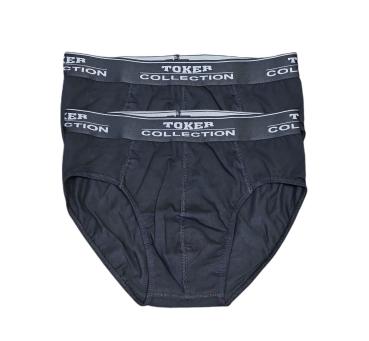 TOKER COLLECTION® Herren Sportslip schwarz,(Packung, 2er-Pack) mit Logo Webbund