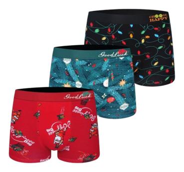 TOKER COLLECTION® Weihnachts Boxershort 3er Pack  bunter Mix, M - 2 XL, Baumwolle