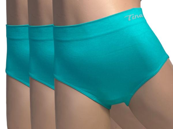 Taillenslip Damenslip "Tina" Seamless ohne Nähte super elastisch (Packung, 3er Pack) mit Logoschriftzug am Wäschebund