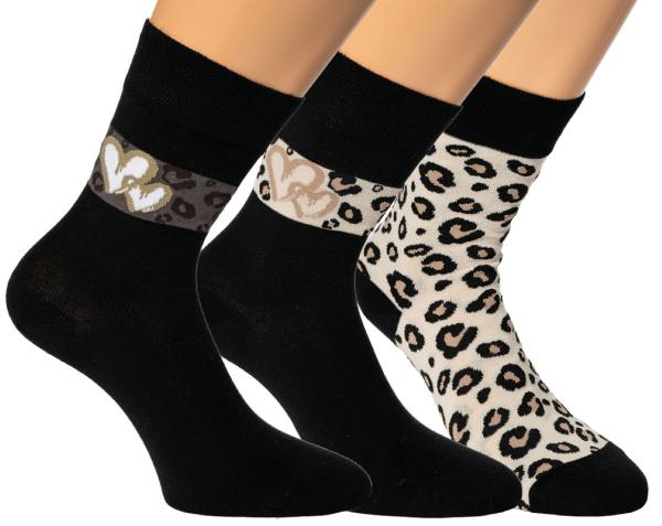 RS HARMONY Damen Socken Love Leo 3er Pack mit Leo Print und Herzmotiven