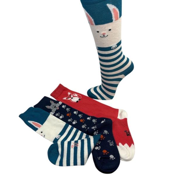 Riese Kinder Kniestrümpfe mit Tiermotiv – 3 Paar handgekettelt