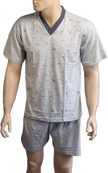 TOKER COLLECTION® Pyjama Herren Shorty 2 Teilig mit V - Ausschnitt