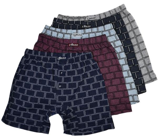 TOKER COLLECTION® Herren Boxershort kariert Gr. S, 5er Pack Logostickerei am Bund