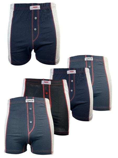 TOKER COLLECTION® Boxershorts Short´s mit Knopfleiste und Eingriff, 100% Baumwolle (Packung, 5er Pack) farbige Kontrastnähte