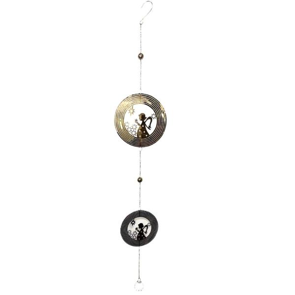 Weihnachts-Dekohänger Engel mit Sternen & Glaskugel – Edelstahl goldfarben – ca. 74 cm