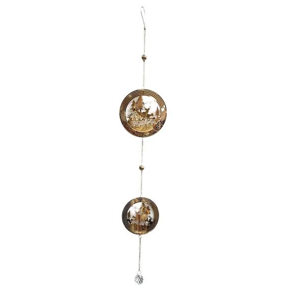 formano Hängedekoration Winterlandschaft mit Rehen aus Edelstahl in Gold, ca. 74 cm