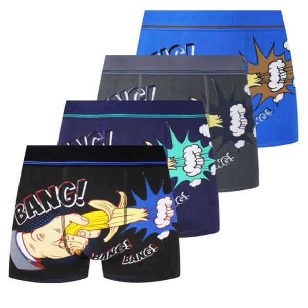 Toker Collection® Herren Boxershort mit lustigen Bananen Motiven  4er Pack Relax Time