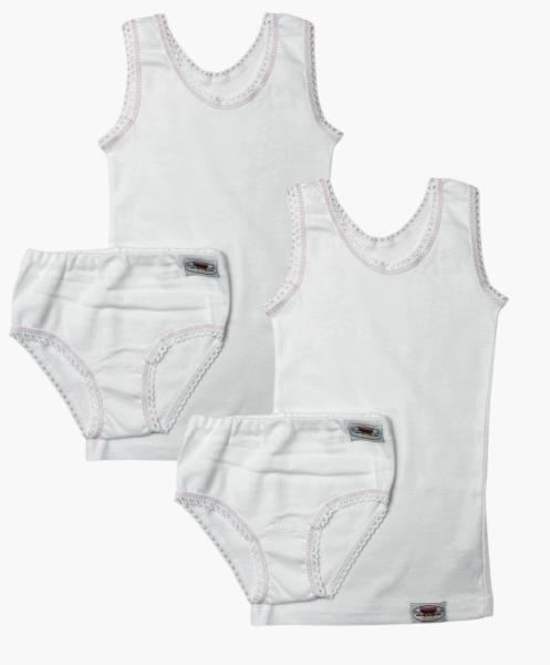 Mädchen Unterwäsche Set 2x Unterhemd & 2x Slip