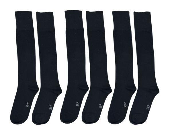 Kniestrümpfe Extra Wellness-Rand ohne Gummidruck schwarz 3-teilig