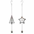 Dekohänger Weihnachten 2er-Set – Tannenbaum & Stern aus Edelstahl-Mix, ca. 50 cm