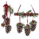 FORMANO Hängedekoration Fensterdeko Hänger – Zapfen natur-rot, 55 cm (Hängedeko, 1 Stück), mit Glitzerschnee